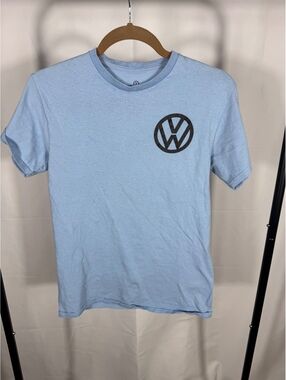 Volkswagen Light Blue Graphic T-Shirt with Car Print, Size Small